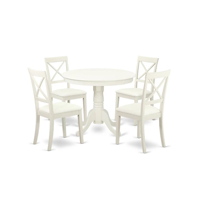East West Furniture Dining Room Set Linen White