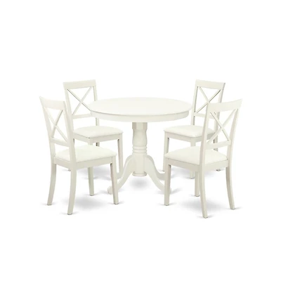 East West Furniture Dining Room Set Linen White