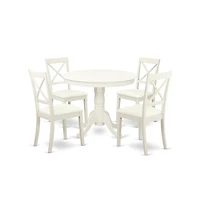 East West Furniture Dining Room Set Linen White