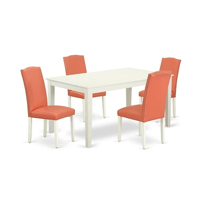 East West Furniture Dining Room Set Linen White