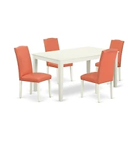 East West Furniture Dining Room Set Linen White