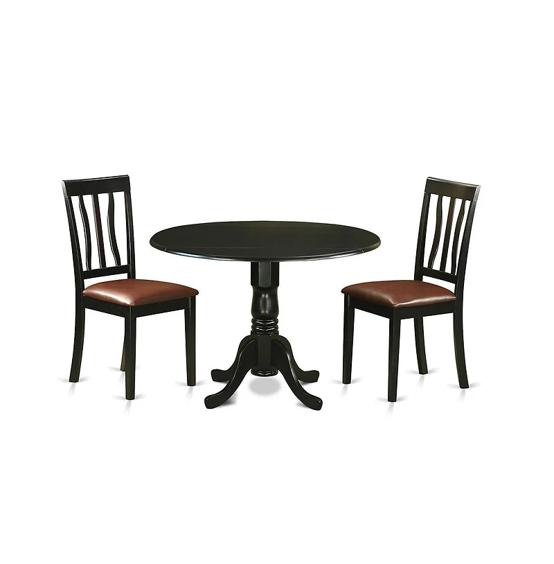 East West Furniture 3 Pc Dining room set for 2-Dining Table and 2 Dining Chairs