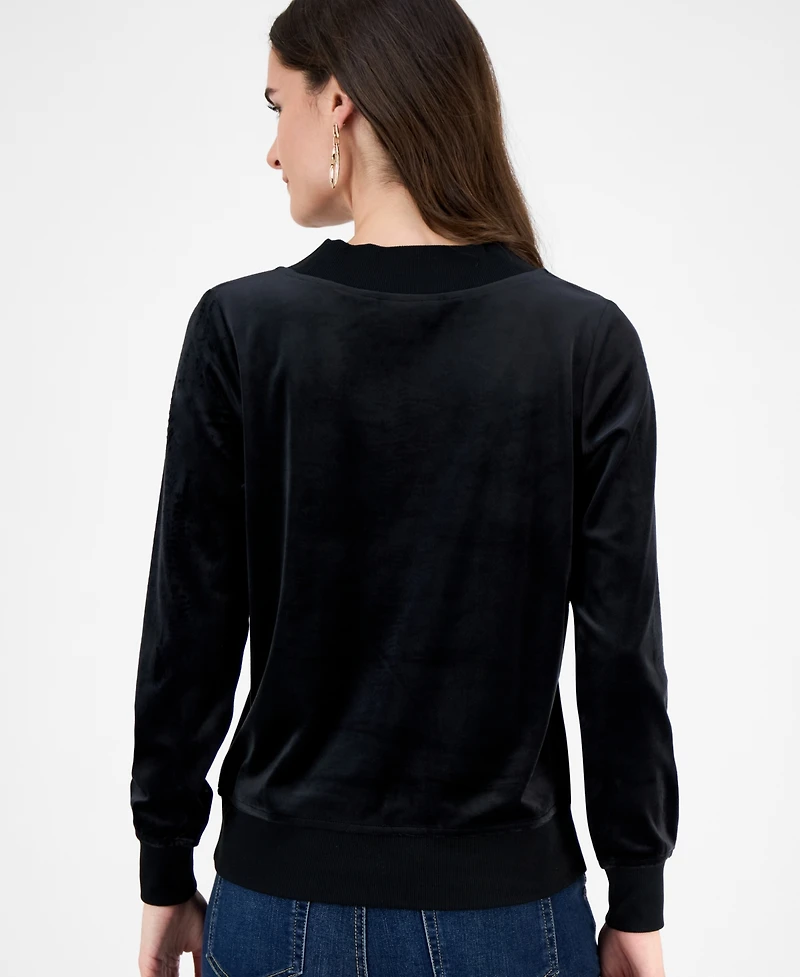 Style & Co Women's V-Neck Velour Pullover Top, Macy's Exclusive