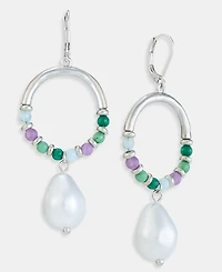 Style & Co Imitation Pearl Charm Stone Beaded Drop Earrings, Macy's Exclusive