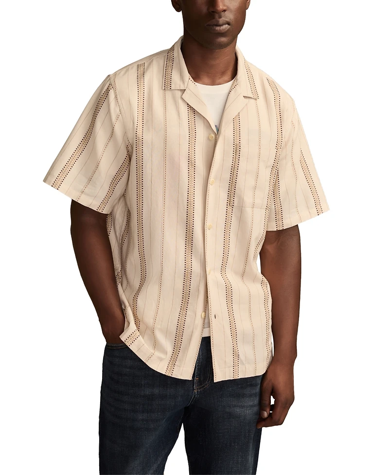 Lucky Brand Men's Textured Stripe Short Sleeve Shirt