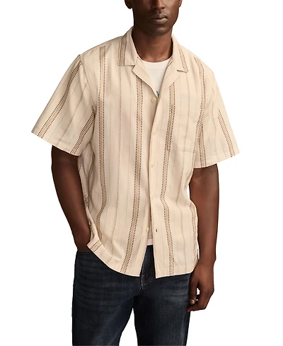 Lucky Brand Men's Textured Stripe Short Sleeve Shirt