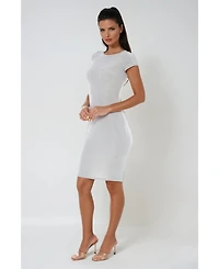 Bebe Women's Milan Metallic T-Shirt Midi Dress