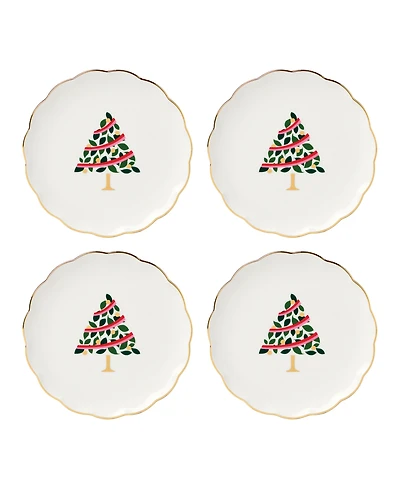 Kate Spade Evergreen Scallop Tidbit Plates, Set of 4