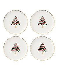 Kate Spade Evergreen Scallop Tidbit Plates, Set of 4