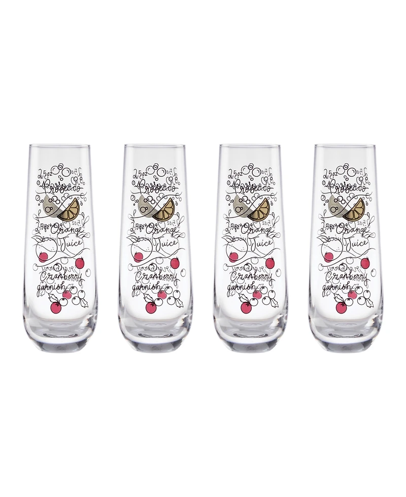 Kate Spade Make Merry Stemless Flutes, Set of 4