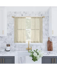 Slub Textured Linen Blend Cafe Curtain Pair