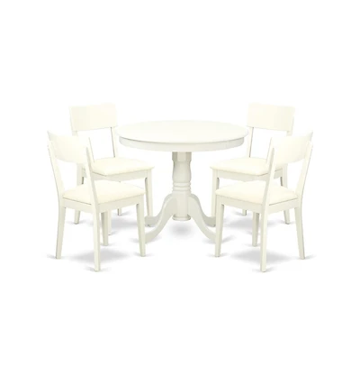 East West Furniture Dining Room Set Linen White