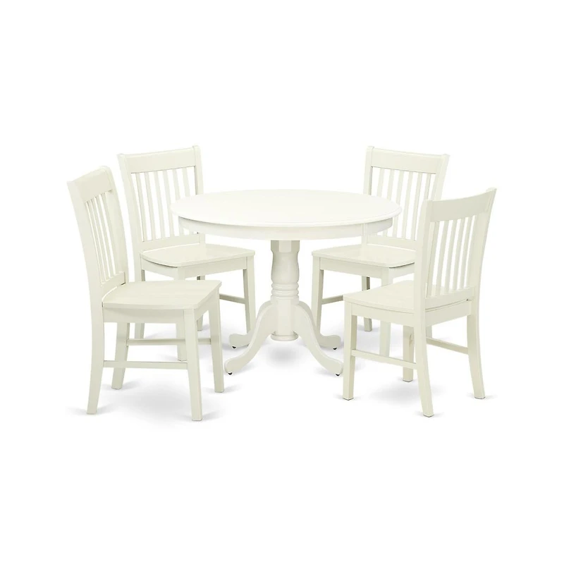 East West Furniture Dining Room Set Linen White