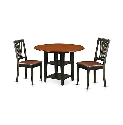 East West Furniture Dining Room Set Black & Cherry