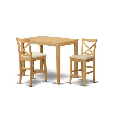 East West Furniture 3 Pc counter height Dining set-pub Table and 2 counter height Dining chair