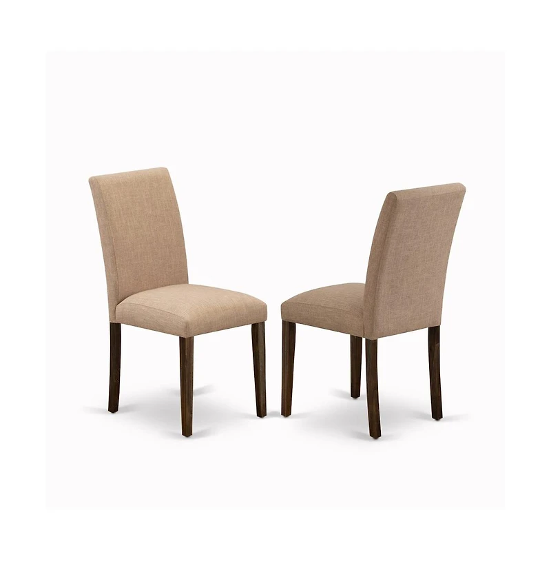 East West Furniture 5Pc Dining Table Set Consists of a Rectangular Table and 4 Upholstered Dining Chairs with Light Sable Color Linen Fabric, Medium S