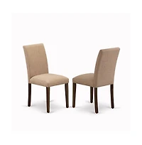 East West Furniture 5Pc Dining Table Set Consists of a Rectangular Table and 4 Upholstered Dining Chairs with Light Sable Color Linen Fabric, Medium S