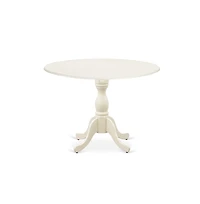 East West Furniture 5 Piece Dining Room Set Includes 1 Drop Leaves Dining Room Table and 4 Linen White Faux Leather Mid Century Dining Chairs with X-B