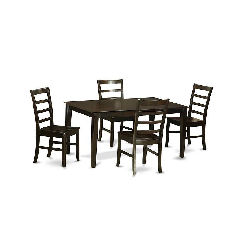 East West Furniture 5 Pc Dining room set-Glass Top Dining Table and 4 Dining Chairs