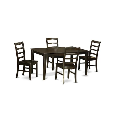 East West Furniture 5 Pc Dining room set-Glass Top Dining Table and 4 Dining Chairs