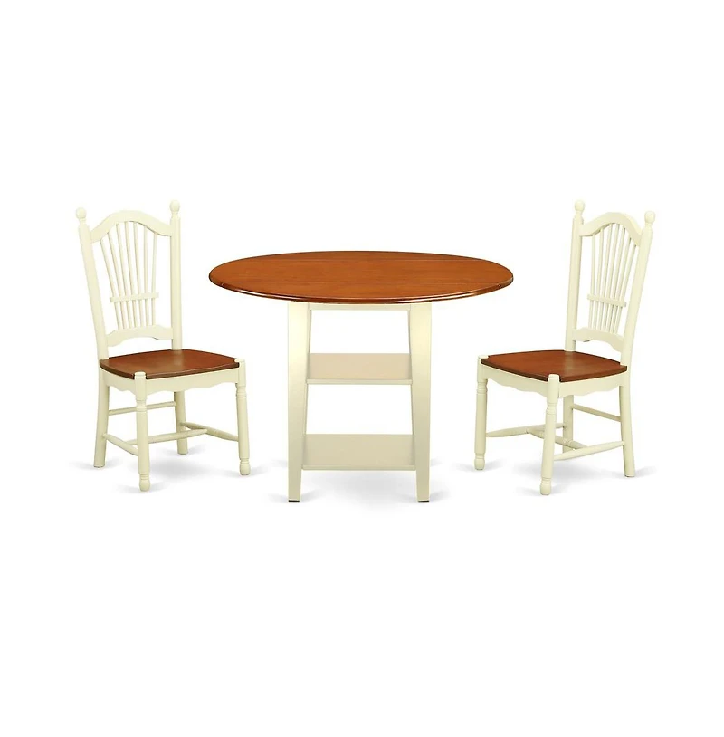 East West Furniture Dining Room Set Buttermilk & Cherry
