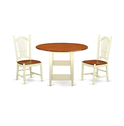 East West Furniture Dining Room Set Buttermilk & Cherry