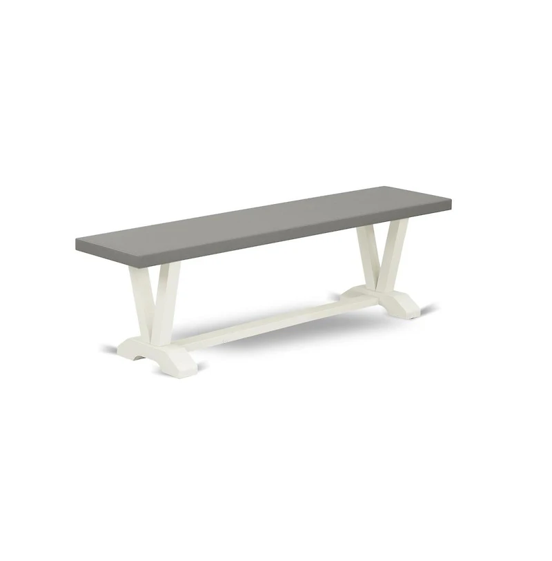 East West Furniture 3 Piece Small Dining Table Set for 4 - 1 Cement Dinning Table and 2 Kitchen Bench - Stable and Sturdy Constructed