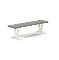 East West Furniture 3 Piece Small Dining Table Set for 4 - 1 Cement Dinning Table and 2 Kitchen Bench - Stable and Sturdy Constructed