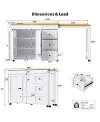 Maison Boucle 74.8" Expandable Kitchen Island with Slide-Out Table, Drawers & Usb Outlet-Maison Boucle