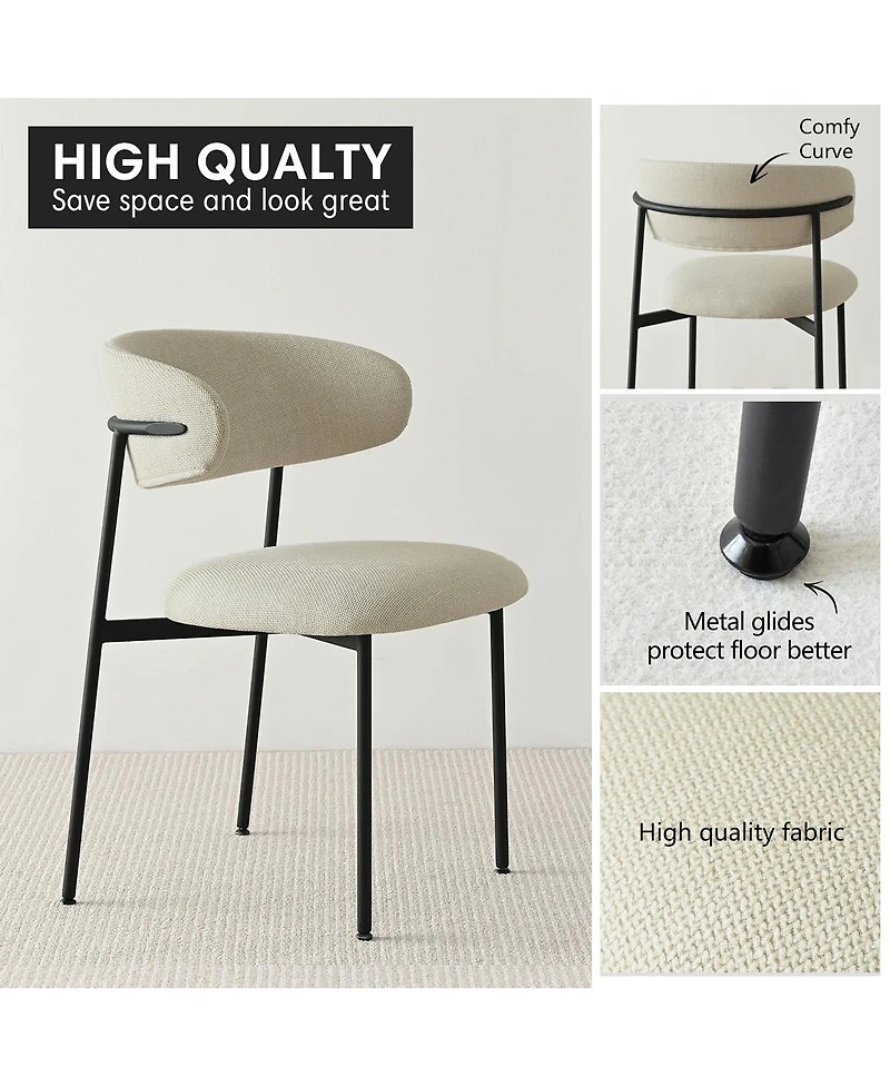 Maison Boucle 3-Piece 35" Round Black Dining Table Set with Cone Base and 2 Blue Upholstered Curved Back Chairs, Modern Small Space Dining-Mais