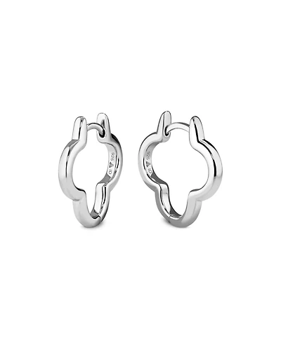 Devata Clover Hoop Earrings in Rhodium Plated Sterling Silver
