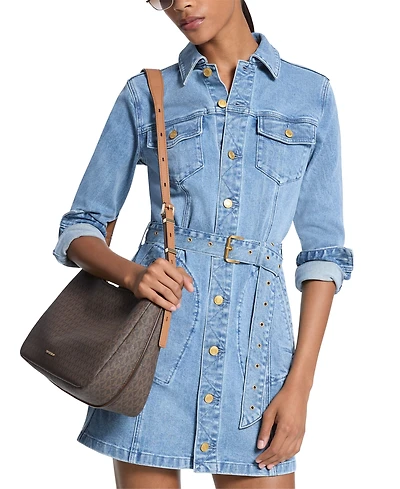 Michael Kors Women's Belted Denim Mini Dress