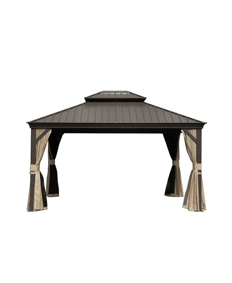 Clihome 12-ft x 10-ft Hardtop Gazebo Brown Gazebo with Hardtop Roof