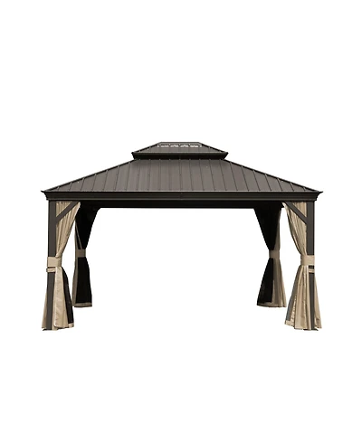 Clihome 12-ft x 10-ft Hardtop Gazebo Brown Gazebo with Hardtop Roof