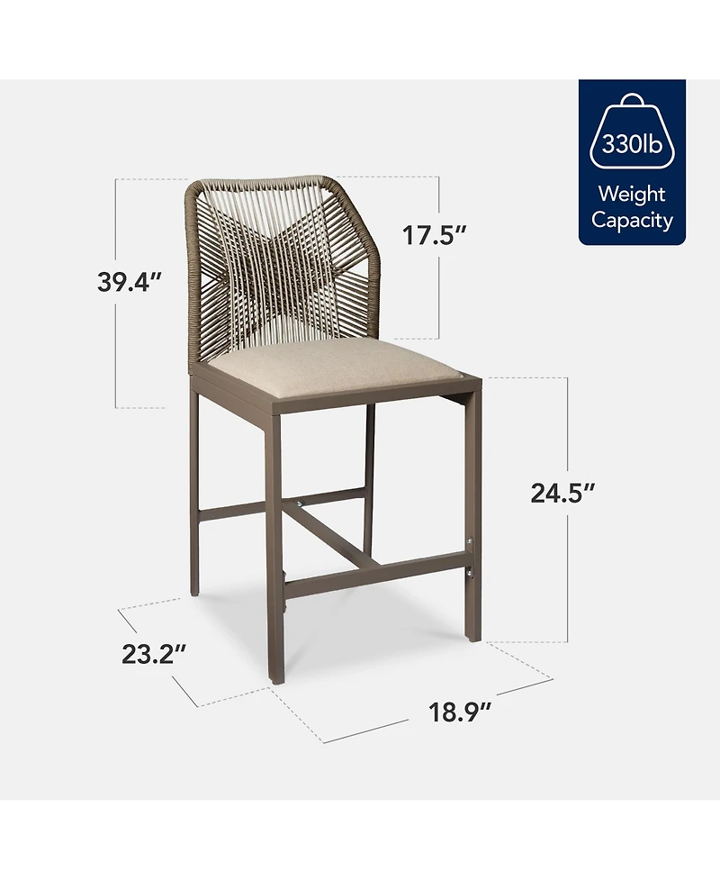 Best Choice Products Set of 2 Indoor Outdoor Counter Height Barstools w/ All-Weather Rope & Aluminum