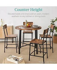Best Choice Products 5-Piece Modern Round Counter Height Dining Set w/ 4 Chairs, 1.5in Thick Table