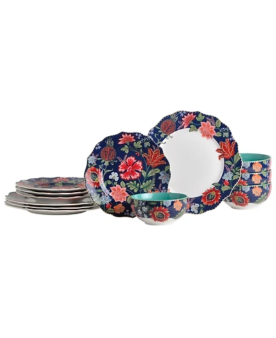 222 Fifth Chintz 12-Pc. Dinnerware Set, Service for 4