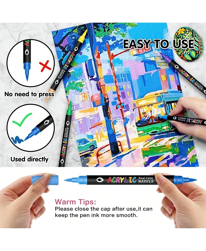 Htutwoo Colors Markers Double Headed School Back-To-School Season For Coloring Books For Students And Adults Halloween Christmas Gifts