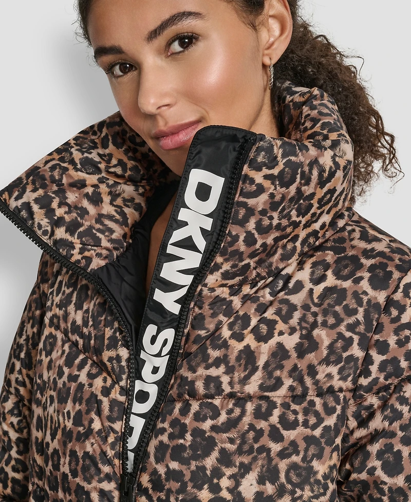Dkny Women's Oversized Collar Quilted Puffer Jacket
