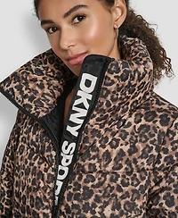 Dkny Women's Oversized Collar Quilted Puffer Jacket