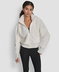 Dkny Sport Women's Faux-Fur Zip-Front Bomber Jacket