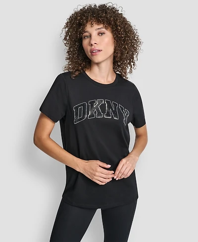Dkny Women's Arched Exploded Rhinestone Crewneck T-Shirt