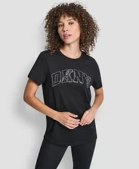 Dkny Women's Arched Exploded Rhinestone Crewneck T-Shirt