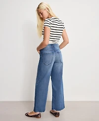 Good American Women's Waist Palazzo Cropped Jeans