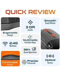 Delton KB250 Wireless Ergo Keyboard and S38 Wireless Mouse