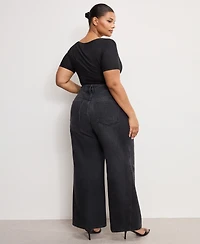 Good American Women's Skate Cropped Wide Leg Jeans