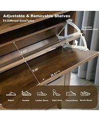 gaomon Shoe Storage Cabinet with 4 Flip Drawers and Open Storage, Freestanding Narrow Shoe Rack Cabinet for Entryway, Hallway, Living Room, Dark Brown