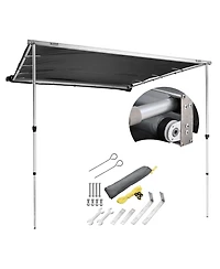 Yescom Semi-Automatic Retractable 6.6'x8.4' Vehicle Awning with Blackout Coating Motor Car Side Roof Rack Overlanding Sun Shade for Outdoor Camping Tr