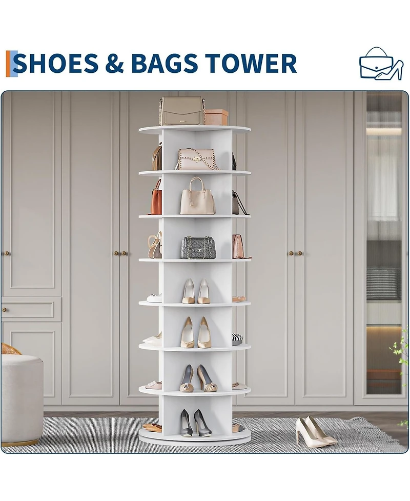 gaomon 7 Tier Rotating Shoe Rack Tower, 360° Revolving Free Standing Spinning Shoe Organizer, Vertical Spinning Shoes Display, Shoes Rack Storage