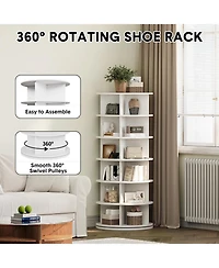 Rotating Shoe Rack Tower, 360° Spinning Shoe Organizer Rotating Shelf, Space-Saving Large Capacity Storage Round Carousel,Bookshelf, Handbag Hold